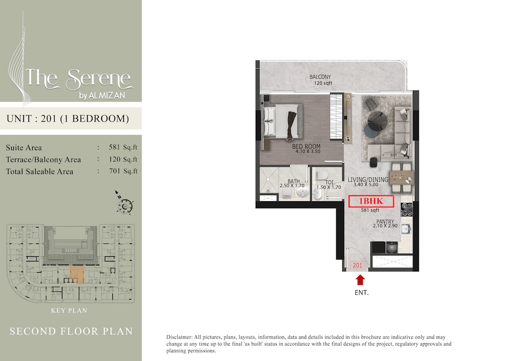 unit plan - 1 bedroom - serene