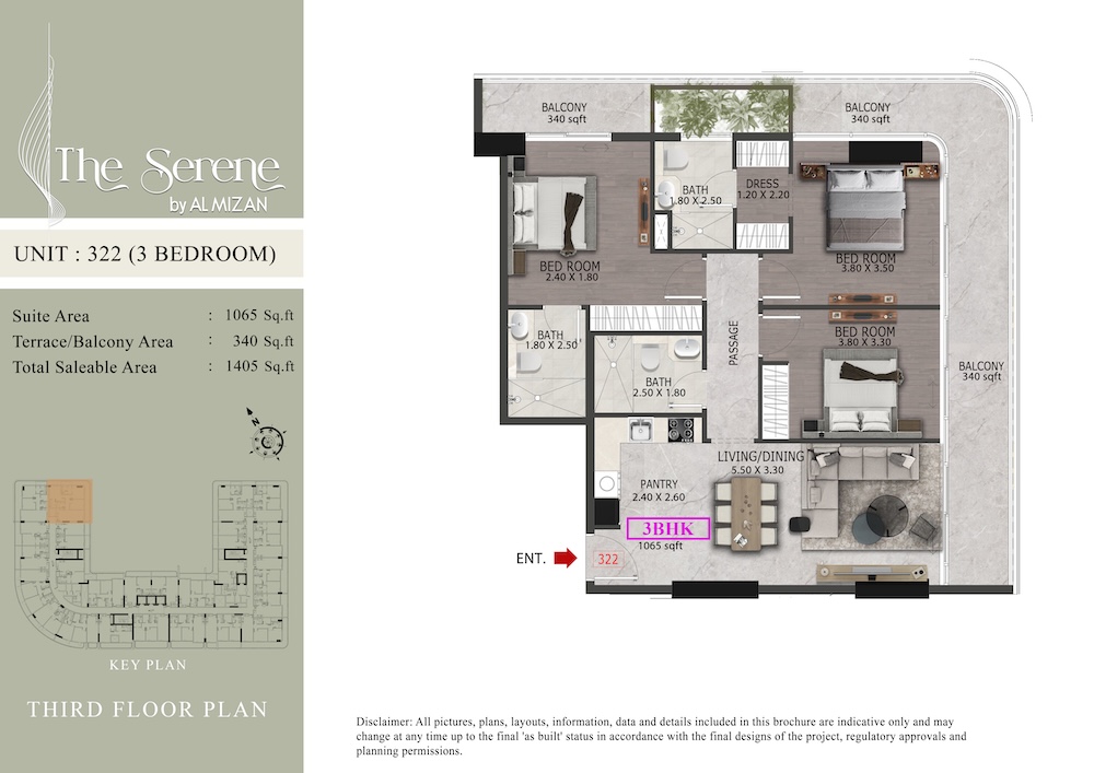 unit plan - 3 bedroom - serene